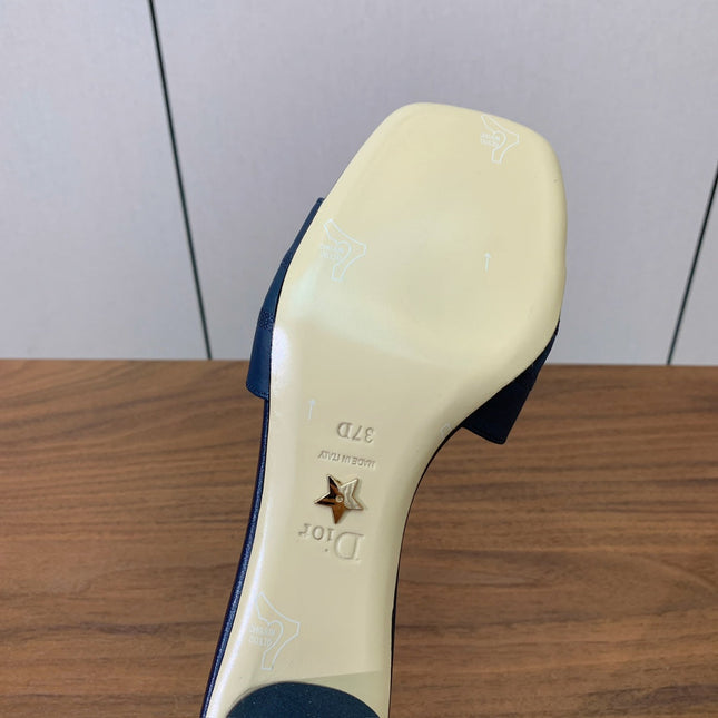 DIOR 25S HIGH-HEEL SANDALS 40 MM IN DEEP NAVY BLUE CALFSKIN