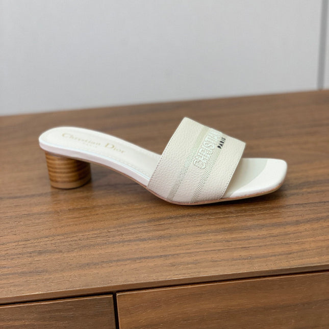 DIOR 25S HIGH-HEEL SANDALS 40 MM IN CREAM WHITE CALFSKIN