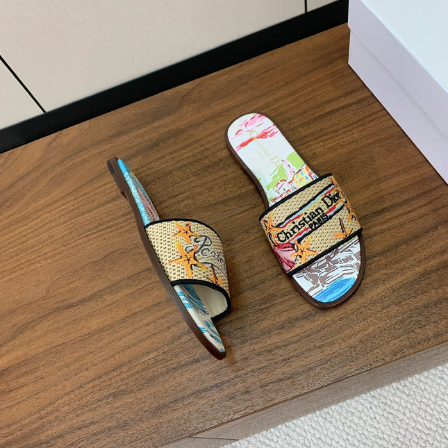 DIOR 25S DWAY SLIDE IN MULTICOLOR CALFSKIN AND FABRIC STYLE 2