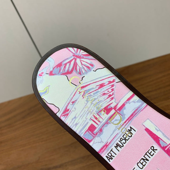 DIOR 25S DWAY SLIDE IN MULTICOLOR CALFSKIN AND FABRIC STYLE 1