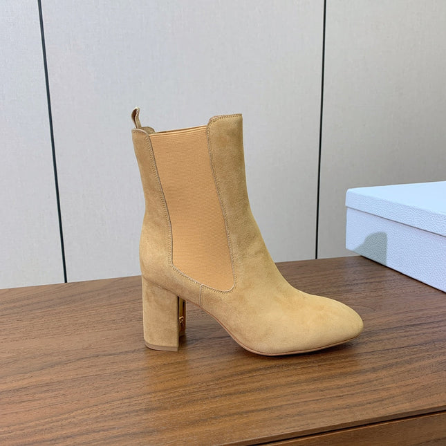 DIOR 25S ANKLE BOOTS 80 MM IN BEIGE SUEDE