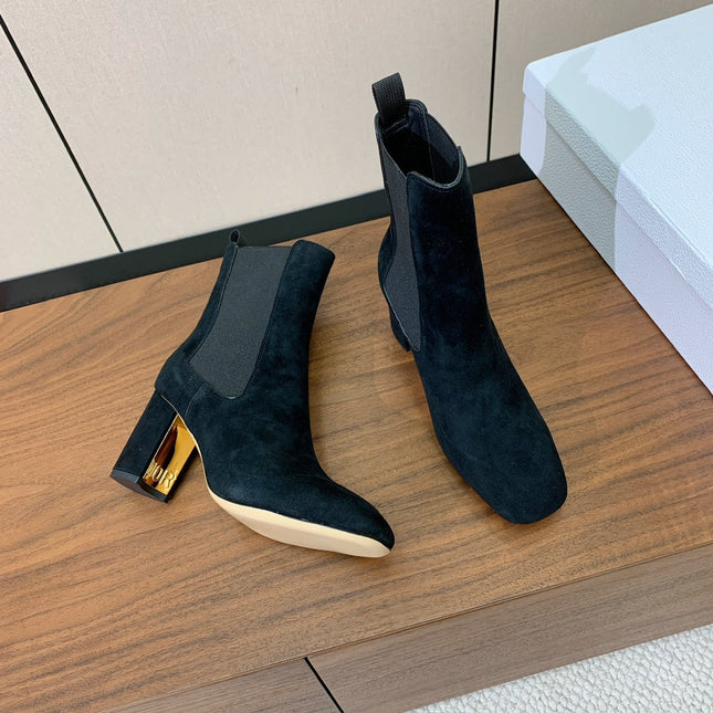 DIOR 25S ANKLE BOOTS 80 MM IN BLACK SUEDE