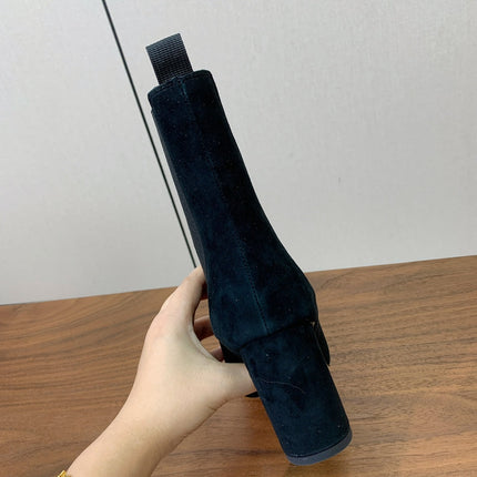 DIOR 25S ANKLE BOOTS 80 MM IN BLACK SUEDE