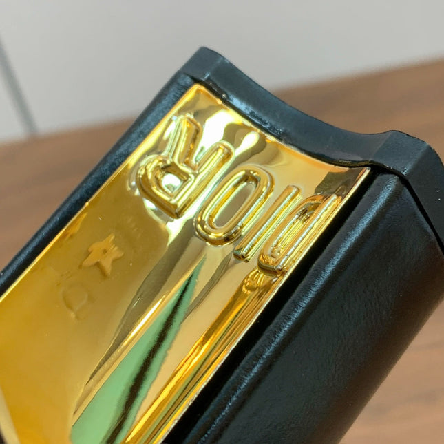 DIOR 25S ANKLE BOOTS 80 MM IN BLACK CALFSKIN WITH GOLD HARDWARE