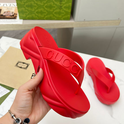 THONG PLATFORM IN RUBY RED IMPORTED TPU