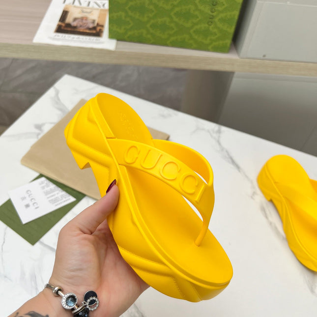 THONG PLATFORM IN BRIGHT YELLOW IMPORTED TPU