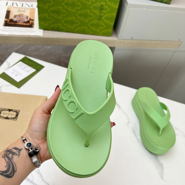 THONG PLATFORM 5 CM IN PISCHIATO GREEN IMPORTED TPU
