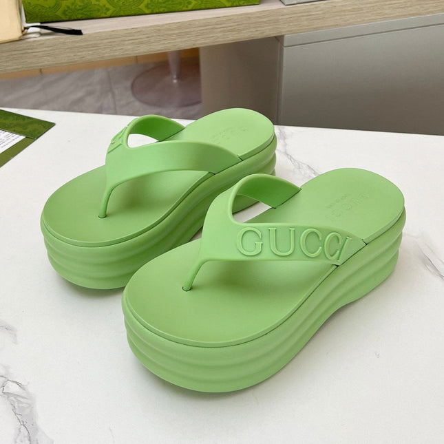 THONG PLATFORM 5 CM IN PISCHIATO GREEN IMPORTED TPU