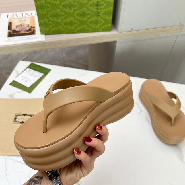 THONG PLATFORM 5 CM IN CIDER BROWN IMPORTED TPU