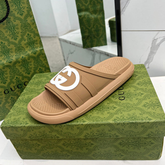 PLATFORM SLIPPERS IN PEANUT BROWN IMPORTED TPU