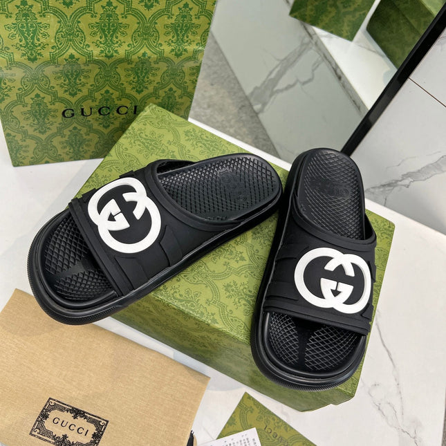 PLATFORM SLIPPERS IN BLACK IMPORTED TPU