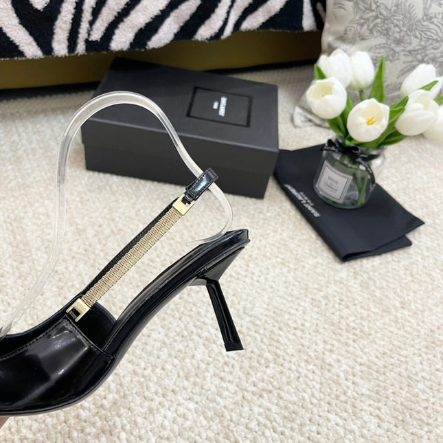 SL BLAKE SLINGBACK PUMPS BLACK CALFSKIN