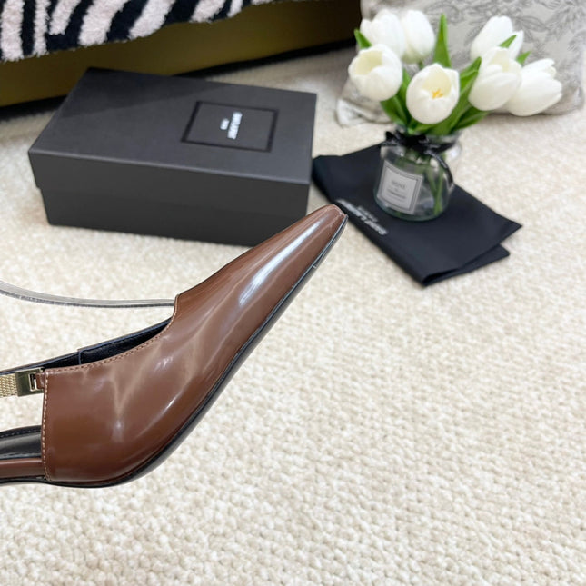SL BLAKE SLINGBACK PUMPS CARAMEL CALFSKIN