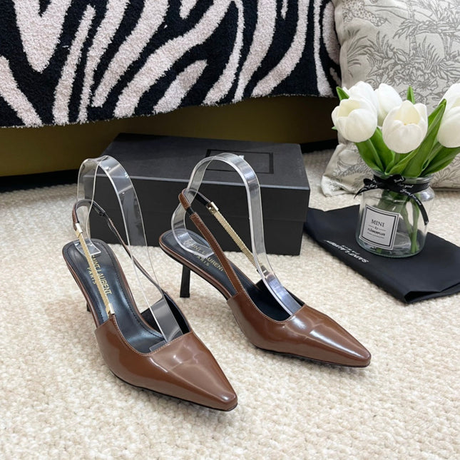 SL BLAKE SLINGBACK PUMPS CARAMEL CALFSKIN
