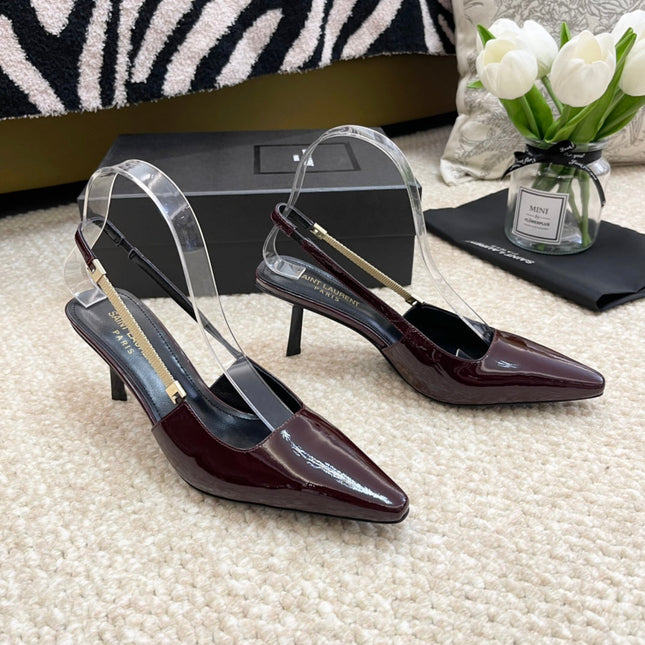 SL BLAKE SLINGBACK PUMPS MULBERRY CALFSKIN