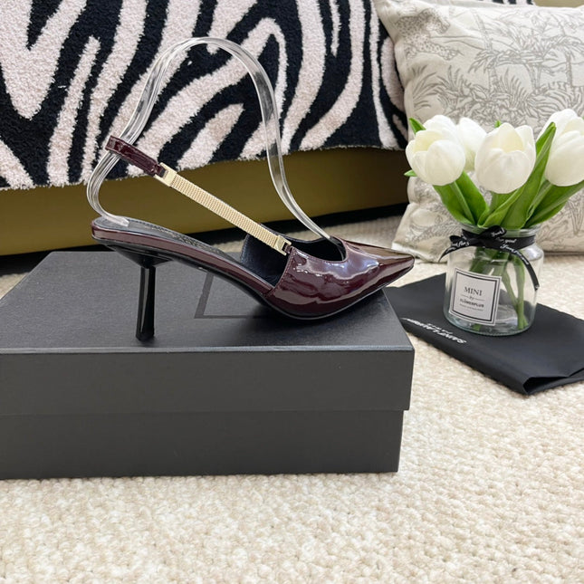 SL BLAKE SLINGBACK PUMPS MULBERRY CALFSKIN