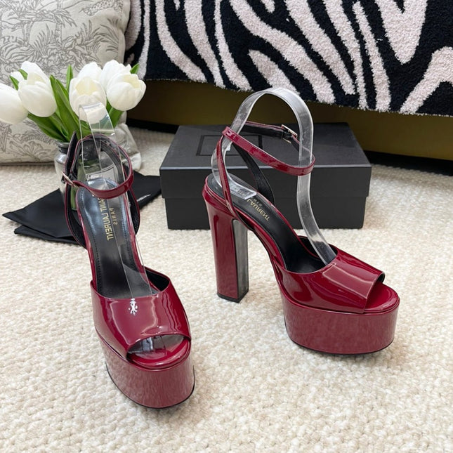 SL JODIE PLATFORM SANDALS RED POLISHED CALFSKIN