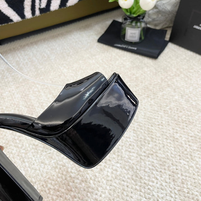 SL JODIE PLATFORM SANDALS BLACK POLISHED CALFSKIN