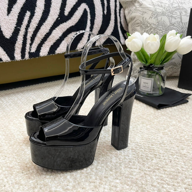 SL JODIE PLATFORM SANDALS BLACK POLISHED CALFSKIN