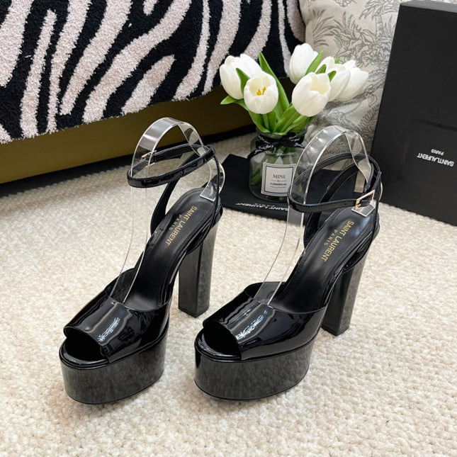 SL JODIE PLATFORM SANDALS BLACK POLISHED CALFSKIN