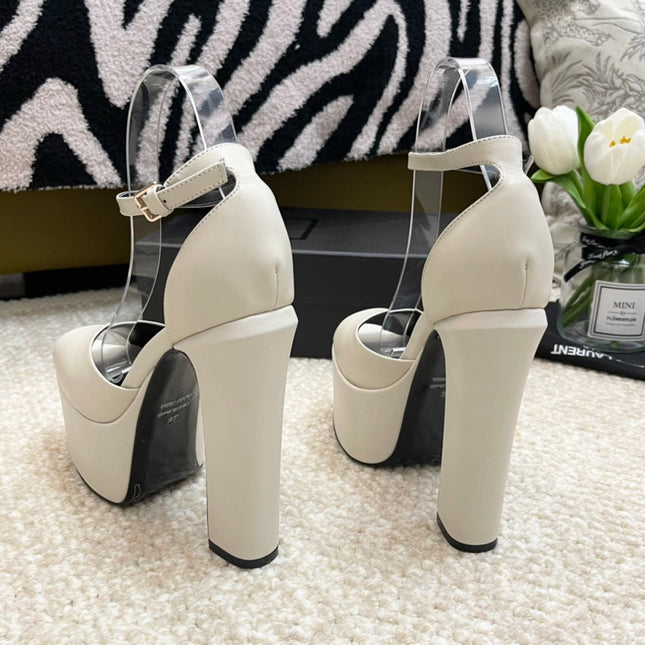 SL JODIE PLATFORM SANDALS WHITE CALFSKIN