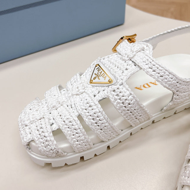 PRA RUBBER FISHERMAN SANDALS WHITE LAMBSKIN