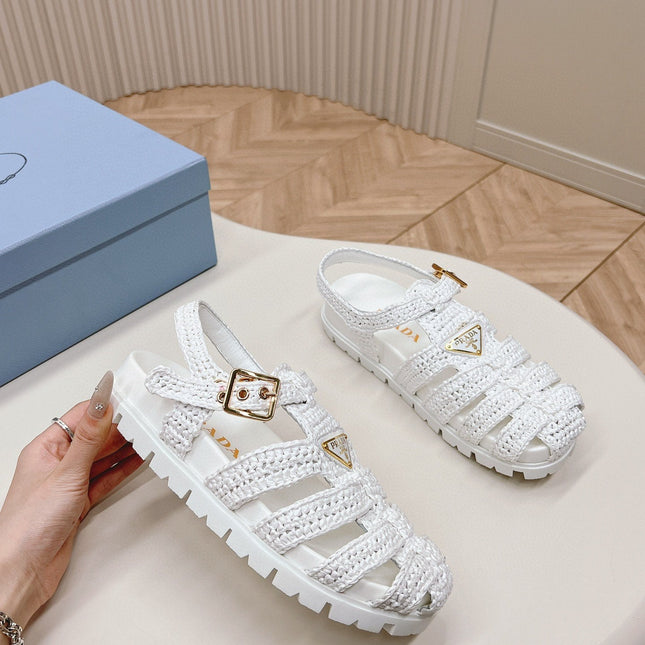 PRA RUBBER FISHERMAN SANDALS WHITE LAMBSKIN