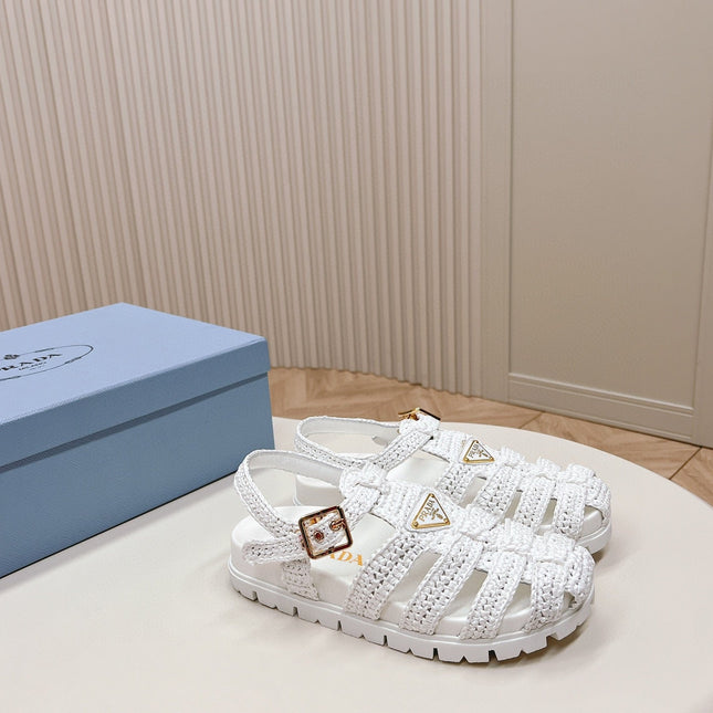 PRA RUBBER FISHERMAN SANDALS WHITE LAMBSKIN