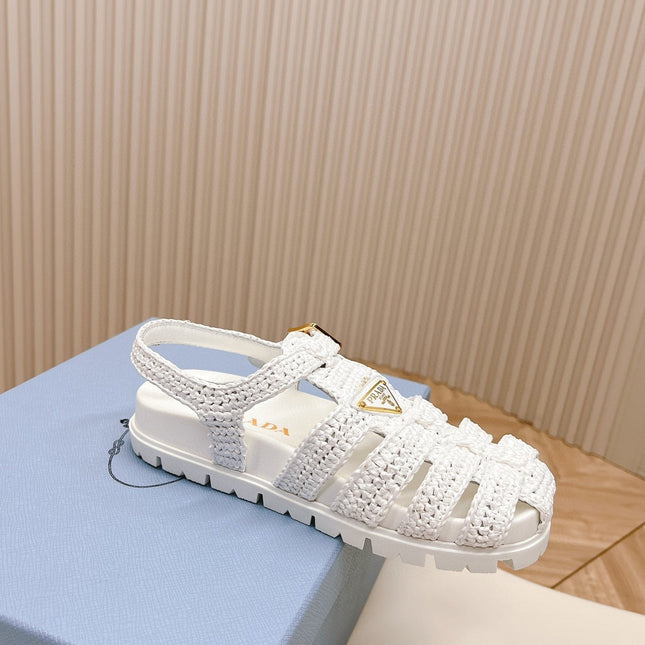 PRA RUBBER FISHERMAN SANDALS WHITE LAMBSKIN