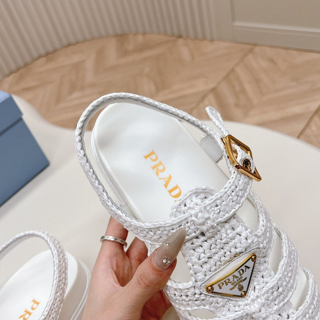 PRA RUBBER FISHERMAN SANDALS WHITE LAMBSKIN