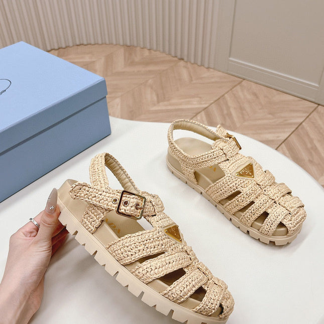 PRA RUBBER FISHERMAN SANDALS BEIGE LAMBSKIN