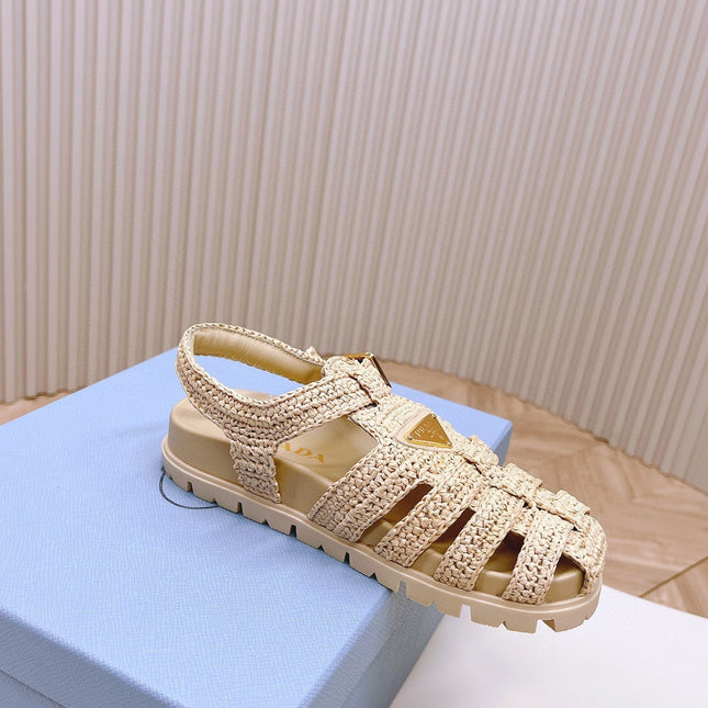 PRA RUBBER FISHERMAN SANDALS BEIGE LAMBSKIN
