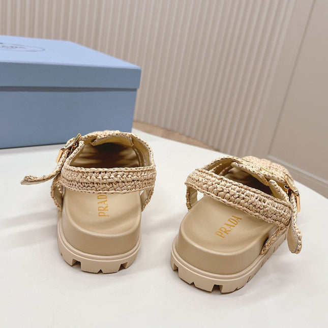 PRA RUBBER FISHERMAN SANDALS BEIGE LAMBSKIN