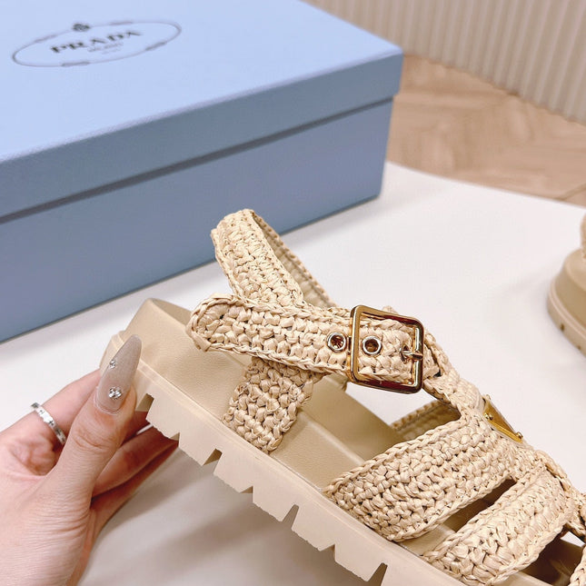 PRA RUBBER FISHERMAN SANDALS BEIGE LAMBSKIN