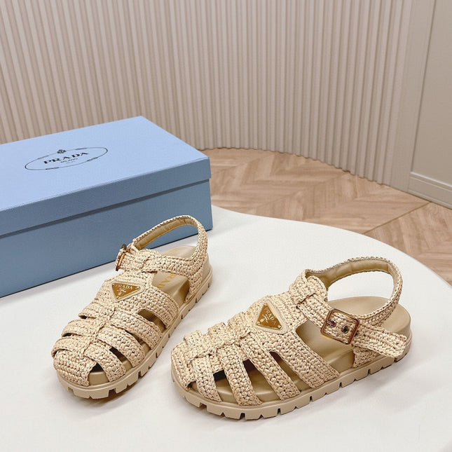 PRA RUBBER FISHERMAN SANDALS BEIGE LAMBSKIN