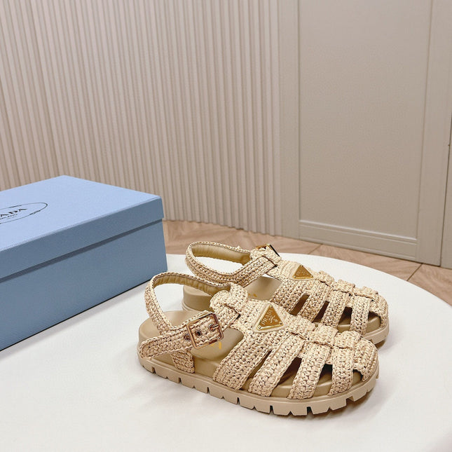 PRA RUBBER FISHERMAN SANDALS BEIGE LAMBSKIN