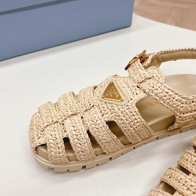 PRA RUBBER FISHERMAN SANDALS BEIGE LAMBSKIN