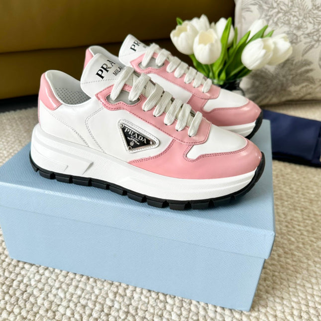 PRA THICK SOLE SNEAKER WHITE AND PINK CALFSKIN