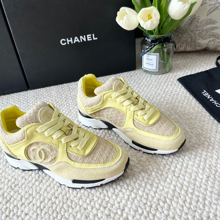 CC SNEAKER IN LIGHT YELLOW WOOL TWEED AND SUEDE