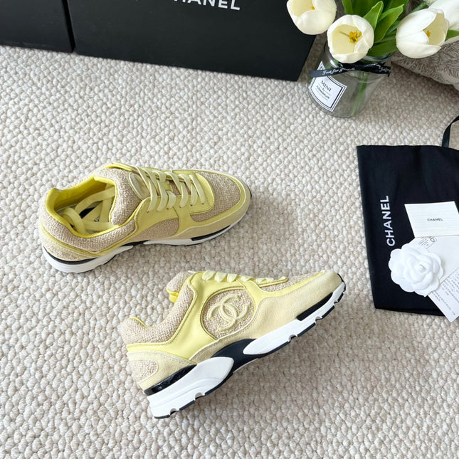 CC SNEAKER IN LIGHT YELLOW WOOL TWEED AND SUEDE