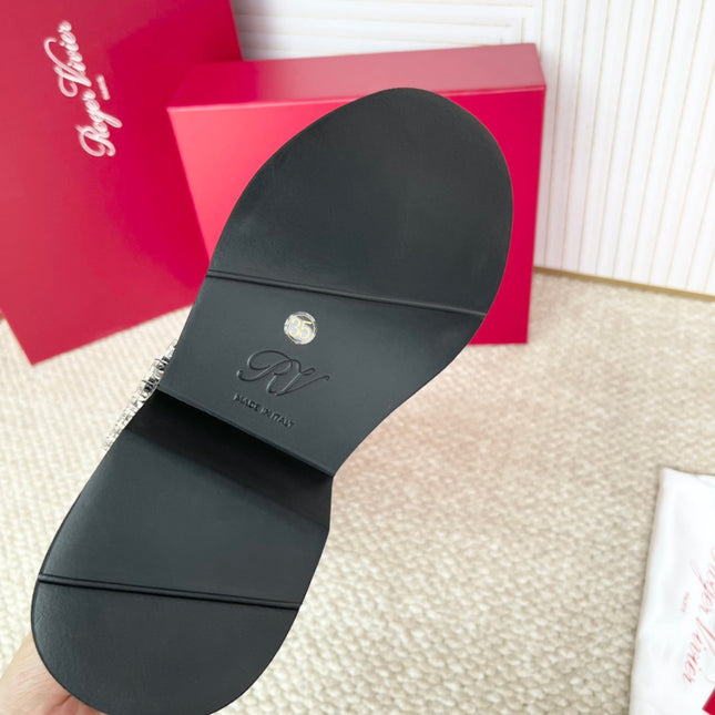 VIV' RANGERS HIGH BIKER IN BLACK CALFSKIN CRYSTAL BUCKLE