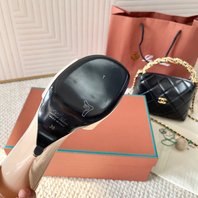 HIGH HEELS SANDALS 80 MM IN LIGHT BEIGE SATIN MIX SUEDE