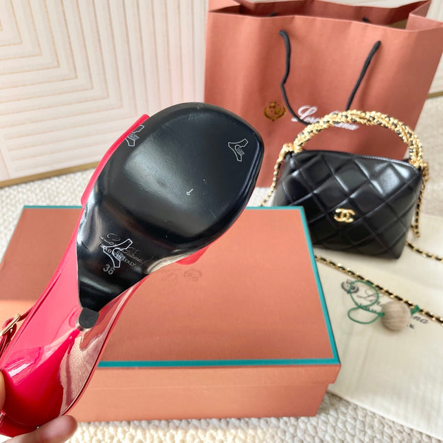 HIGH HEELS SANDALS 80 MM IN RED SATIN MIX SUEDE