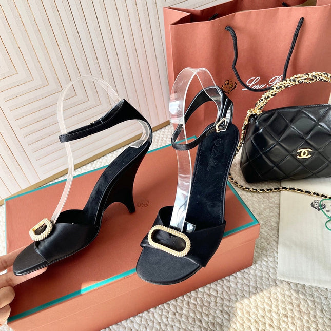 HIGH HEELS SANDALS 80 MM IN BLACK SATIN MIX SUEDE