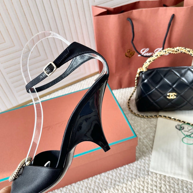 HIGH HEELS SANDALS 80 MM IN BLACK SATIN MIX SUEDE