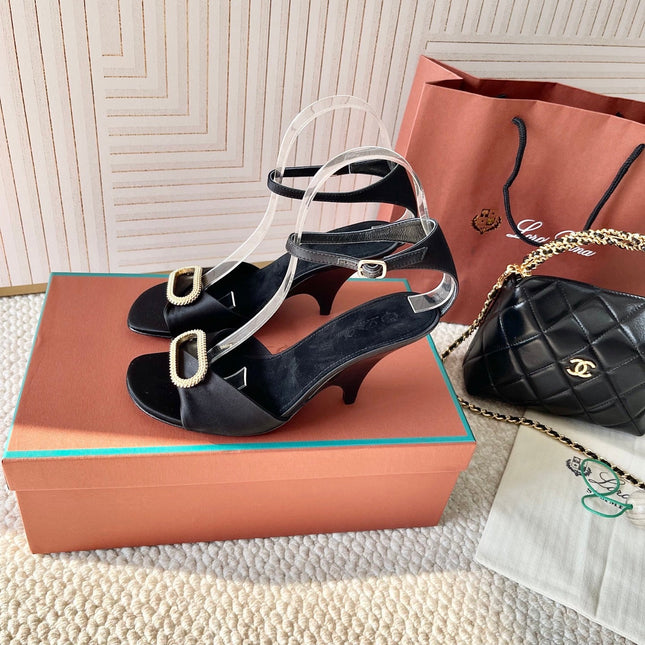 HIGH HEELS SANDALS 80 MM IN BLACK SATIN MIX SUEDE