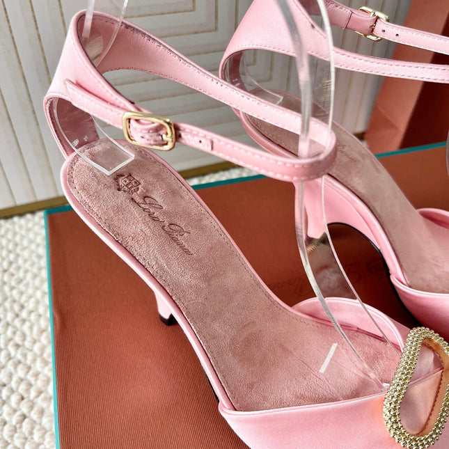 HIGH HEELS SANDALS 80 MM IN PASTEL PINK SATIN MIX SUEDE