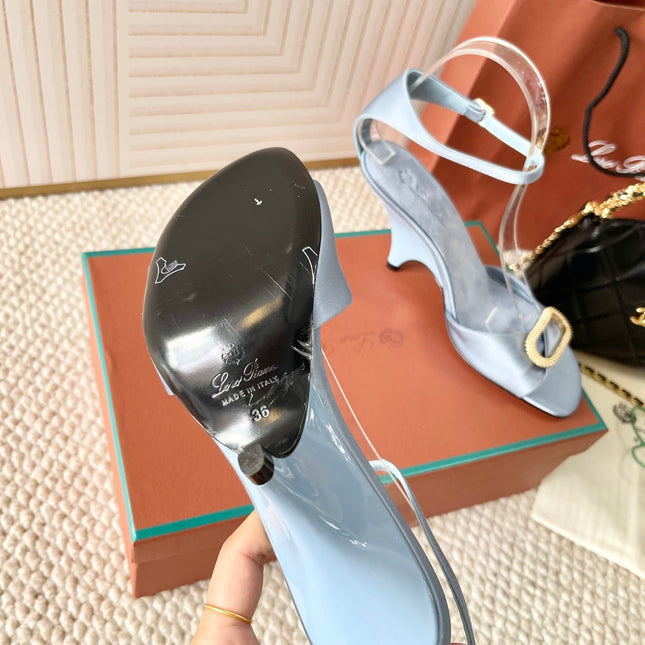 HIGH HEELS SANDALS 80 MM IN PASTEL BLUE SATIN MIX SUEDE