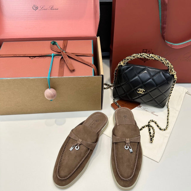 LP CHARMS WALK BABOUCHE LOAFERS CHOCOLATE BROWN SUEDE