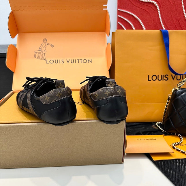 SNEAKERINA TRAINERS IN BROWN AND BLACK FABRIC AND CANVAS